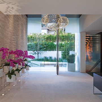 Laurel Way Beverly Hills modern home front entry foyer interior design