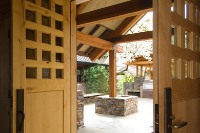 Mountain style double front door photo in Portland