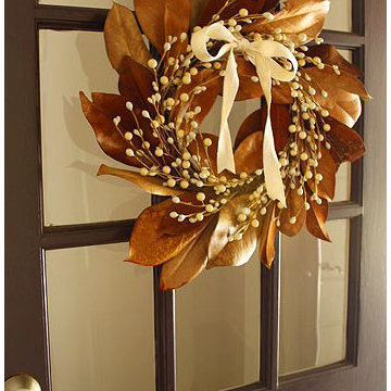 Magnolia Wreath on Purple Door