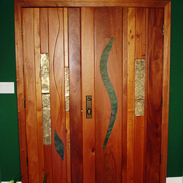 Mahogany Doors with Bronze Inlay