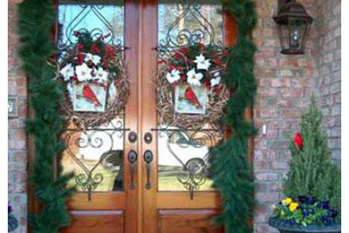 Entryway - victorian entryway idea in Columbus with a medium wood front door