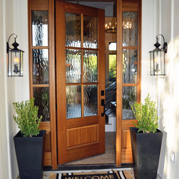 Mahogany Wood Entry Door 3/4 Lite with side lites