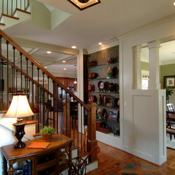 Maple Avenue Plan open Foyer with stairs and dining room
