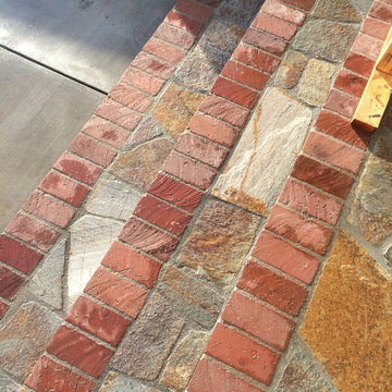 Masonry Projects - Real Stone with Jumbo Brick Entryway