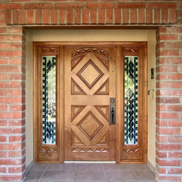Mediterranean Entry Door with Stained Glass