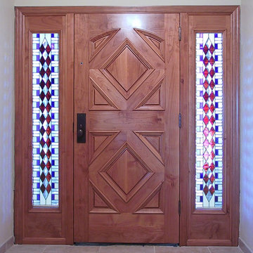 Mediterranean Entry Door with Stained Glass