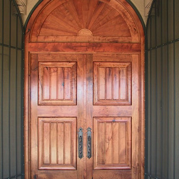 Mesquite entry Doors with Fan Transom