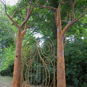 Metal Trees with garden gate