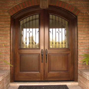 Mexican Style Doors with Hinged Wrought Iron Grill
