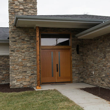 Midcentury Front Door and Ledgestone