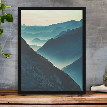 Misty Blue Silhouette Mountain Range Rural - Rustic - Country Wall Art Print