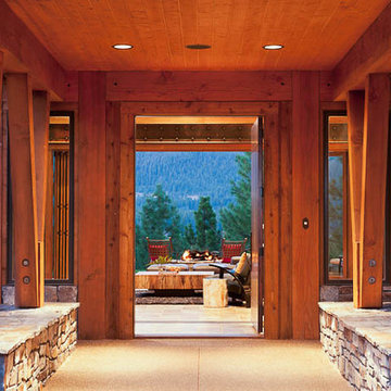 Modern Mountain Timber Frame Home: The Suncadia Residence - Entry
