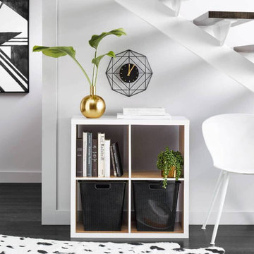 Modern Small Space Storage Organizer and Gold Accents Collection