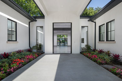 Modern White Entry With Flowers