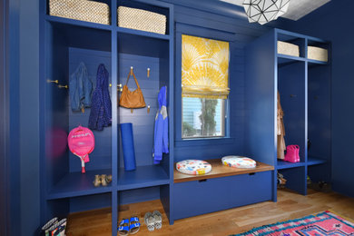 Immagine di un ingresso o corridoio con pareti blu