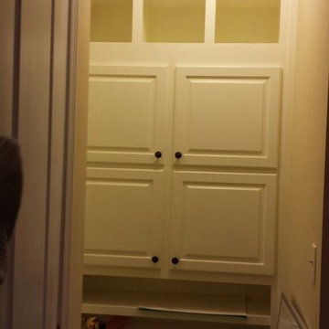 Mudroom with shoe rack, bench, cubbies, cabinets