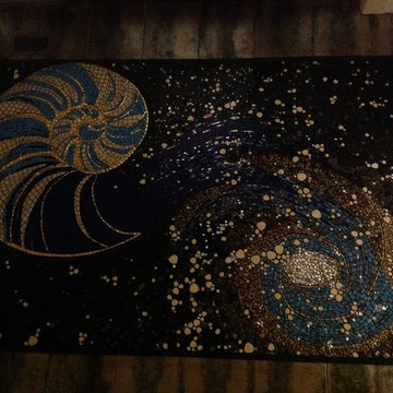 Nautilus and galaxy floor mosaic