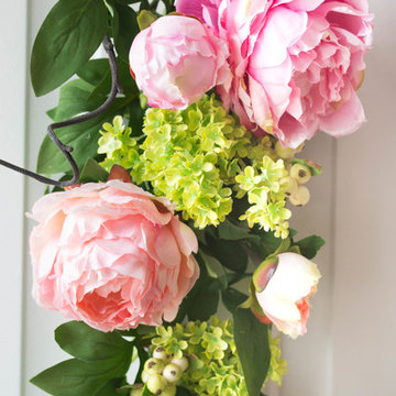 Nearly Natural Mixed Peony and Hydrangea Teardrop Floral - Front Door Entryway