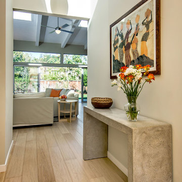Nelson Cigar Pendant Light in Entry of Palo Alto home reconstruction and additio