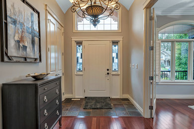 Inspiration for a transitional entryway remodel in Edmonton