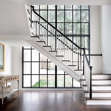 Over sized Black Steel Windows in Foyer Entry