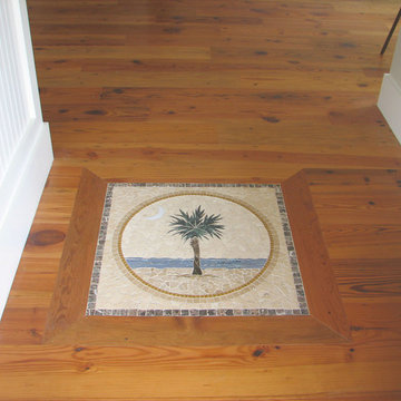 Palmetto medallion installed in wood