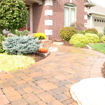 Paver Sidewalk with Outcropping and Landscaping