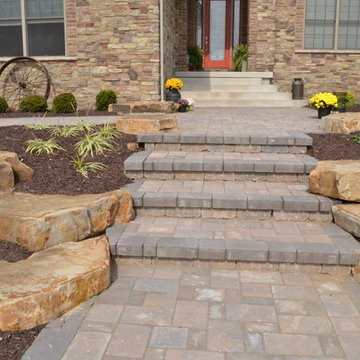 Paver Steps with Stone Outcrop