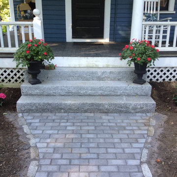 Paver Walkways with Granite Steps in Wayland, MA