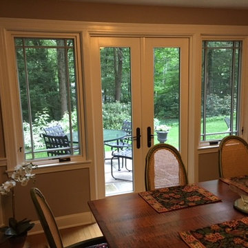 Pella Green French Door, Windows with Prairie Grid & Cloplay Garage Door