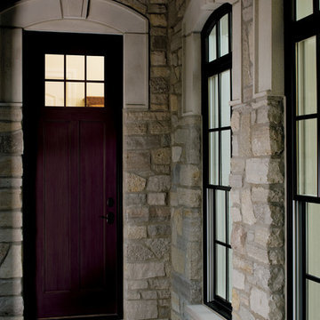 Pella® Architect Series® fiberglass Craftsman doors deliver rustic charm