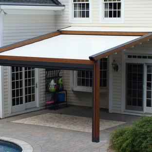 retractable awning pergola houzz residence nj northern private traditional awnings