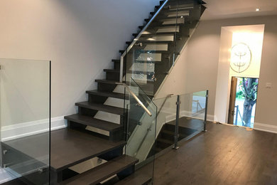 Inspiration for a modern staircase remodel in Toronto