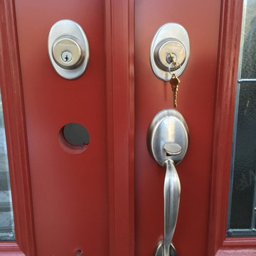Red ProVia door installed in Naperville