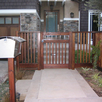 Redwood Gate and Fence with Stainless Steel Insert, Pacific Palisades