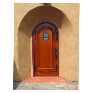 Round Top Entry with Wrought Iron and Stained Glass