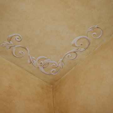 Scroll and acanthus ceiling motif