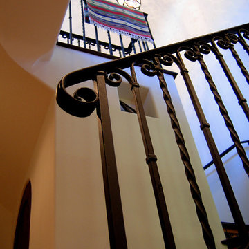 Spanish Wrought Iron Stair Railing Details in Santa Barbara, California