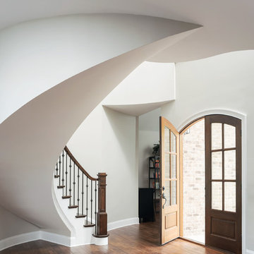 Spiral Staircase Entry with Double Door
