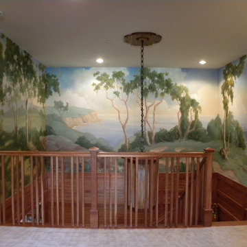 Stairwell mural for Craftsman style home