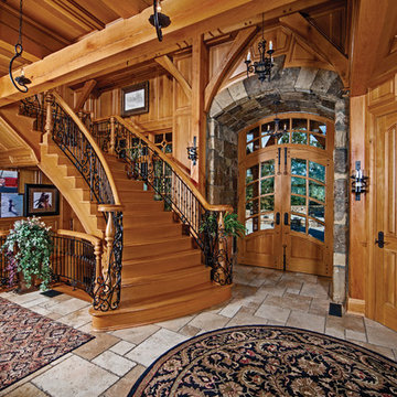 Stone Covered Timber Frame Home in Kentucky - Entry Foyer