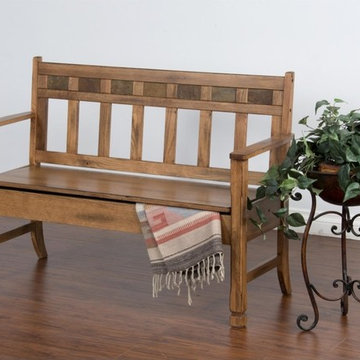 Sunny Designs Sedona Bench with Storage in Rustic Oak