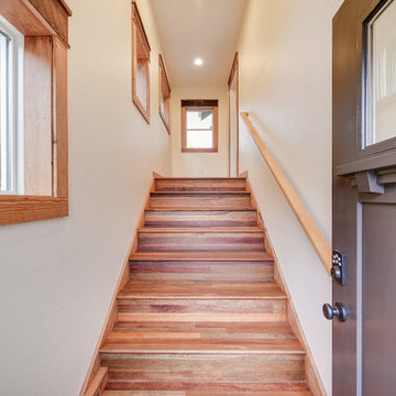 Sunnyside entry stairs & mud room with reclaimed hardwood floors