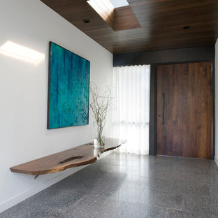Idee per un ingresso o corridoio moderno con pavimento in cemento