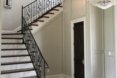 Photo of a medium sized traditional foyer in New Orleans with beige walls, marble flooring and beige floors.