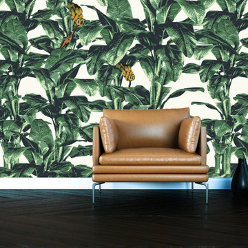 Tropical mural in entrance