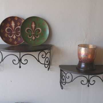 Tuscan Wrought Iron Decorative Wall Shelf Set