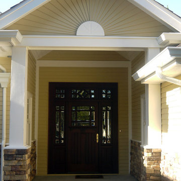Unique front door unit with sidelights and transom