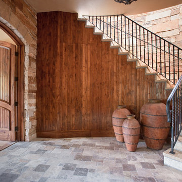Rustic Staircase in Entryway