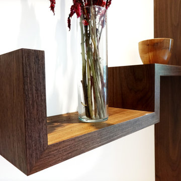 Walnut entrance cabinet and floating t.v. console